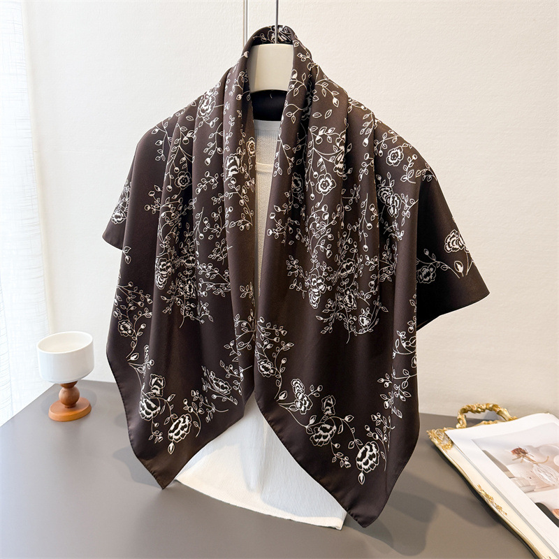 Face Scarf Mask - Luxury Vintage 90X90cm Square Scarf For