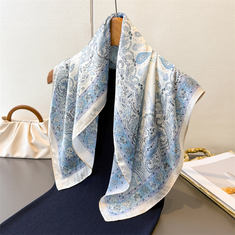 Head Wrap Turban - Women's Vintage Thin Satin Scarf Floral