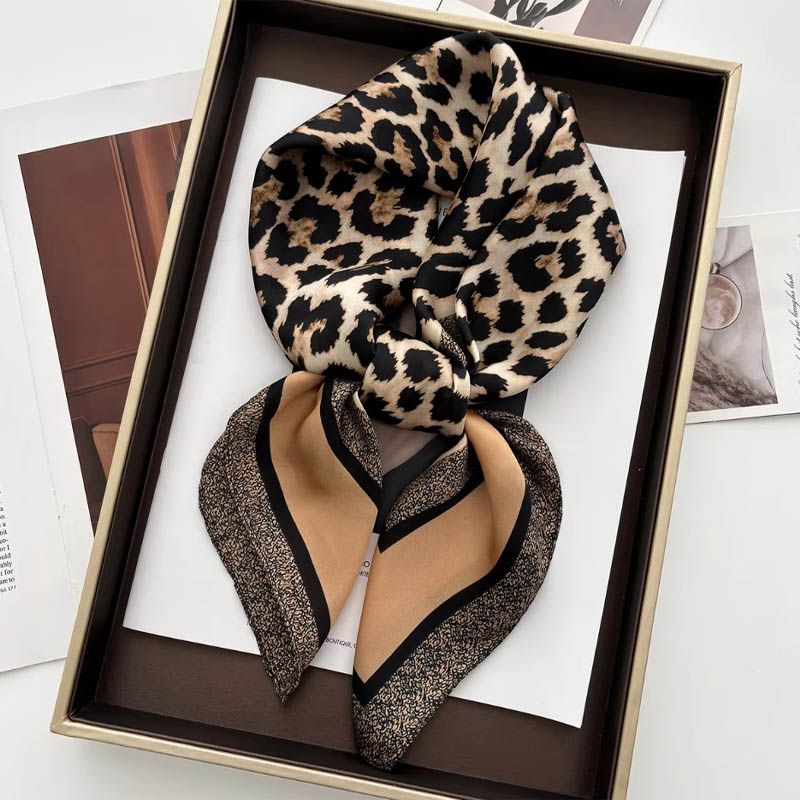 Head Wrap Turban - Luxury Leopard Print Female Satin Neck