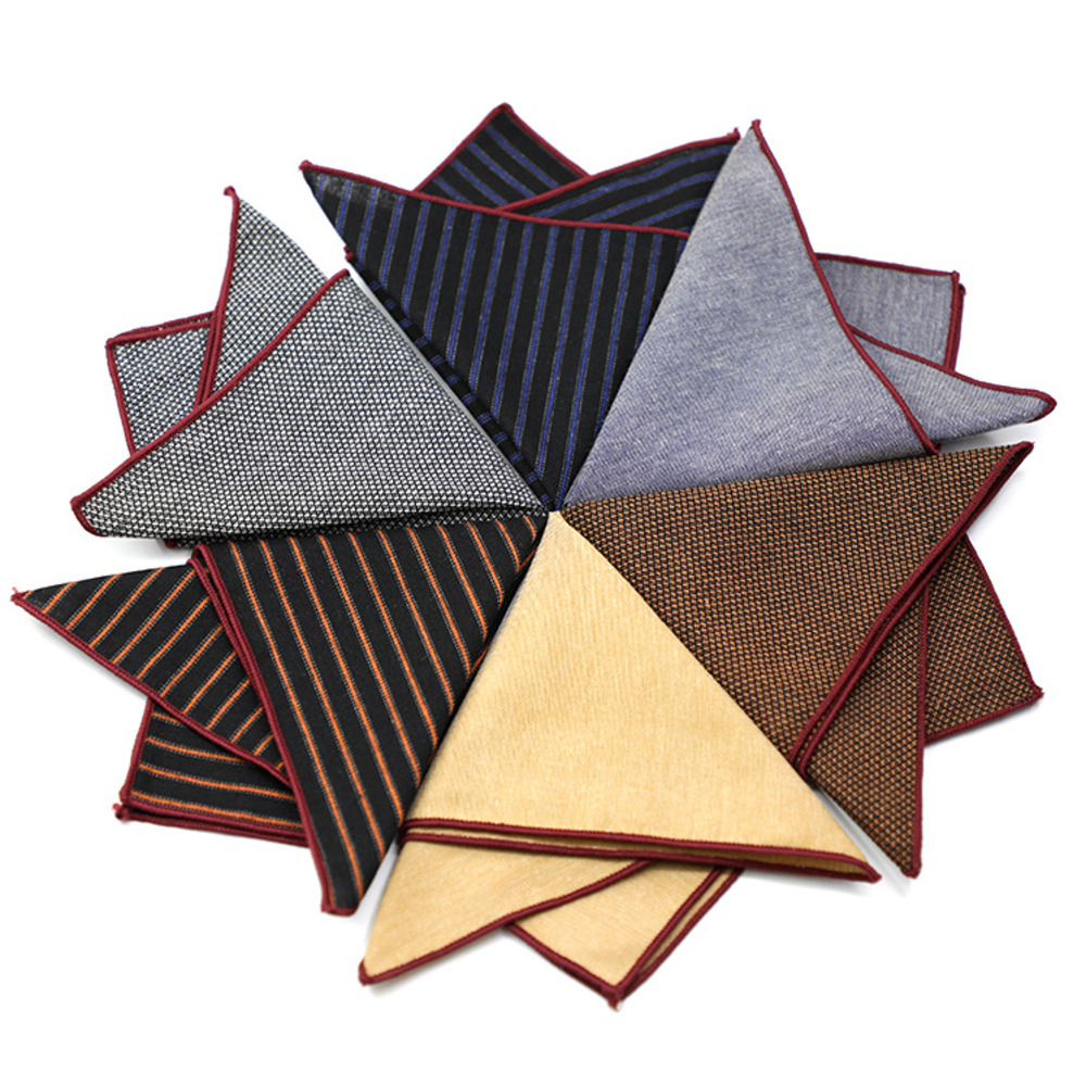 Solid Striped Brown Pocket Squ - Handkerchief Cotton Men recension och pris