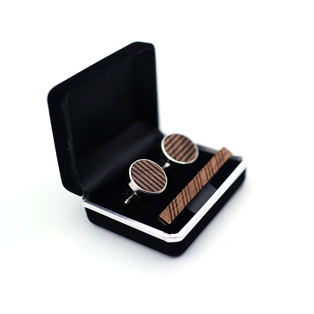 High Quality Wood Cuff links n - Tie Bar Set Gift recension och pris