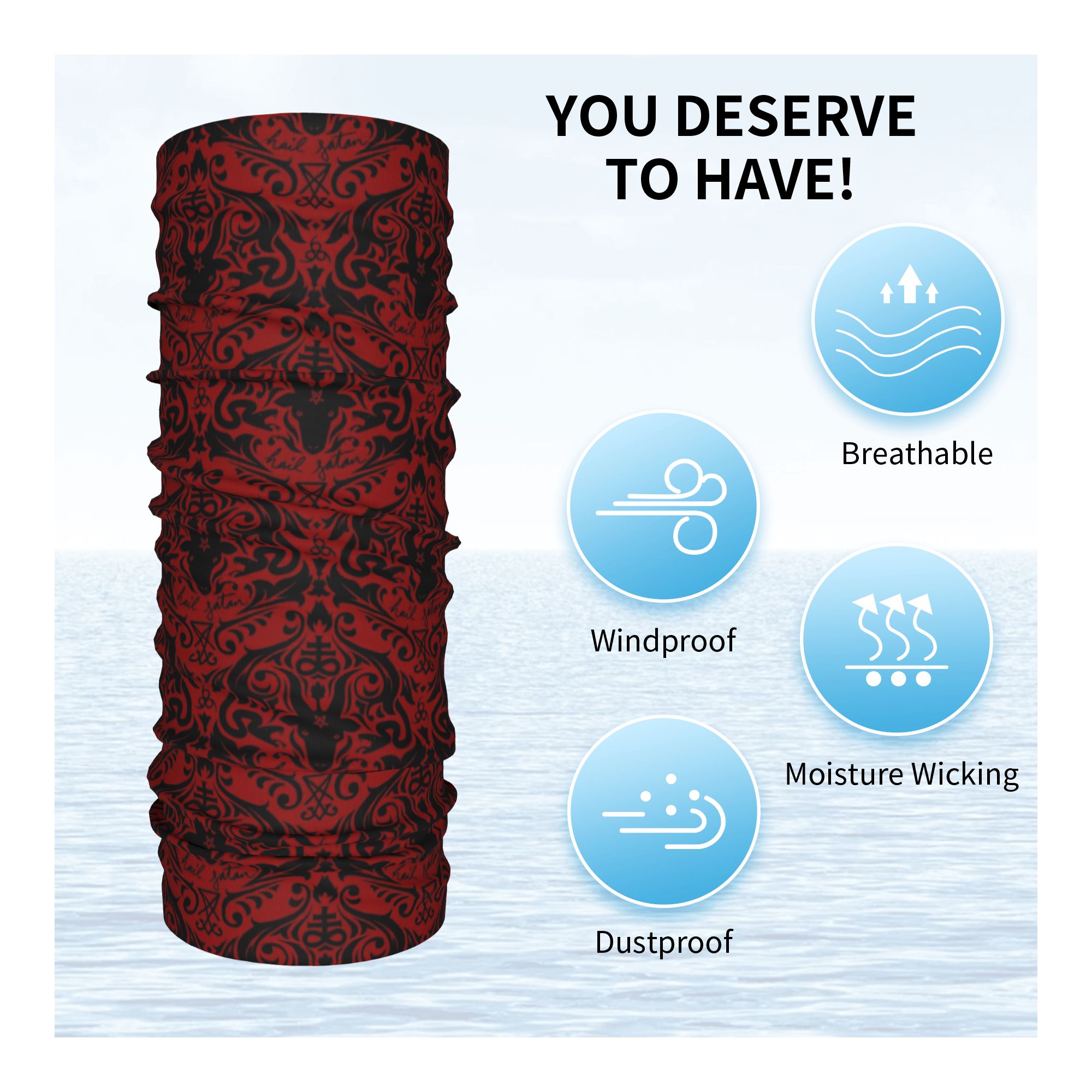 Baphomet Damask Hail Satan Bla - Neck Warmer Tube recension och pris