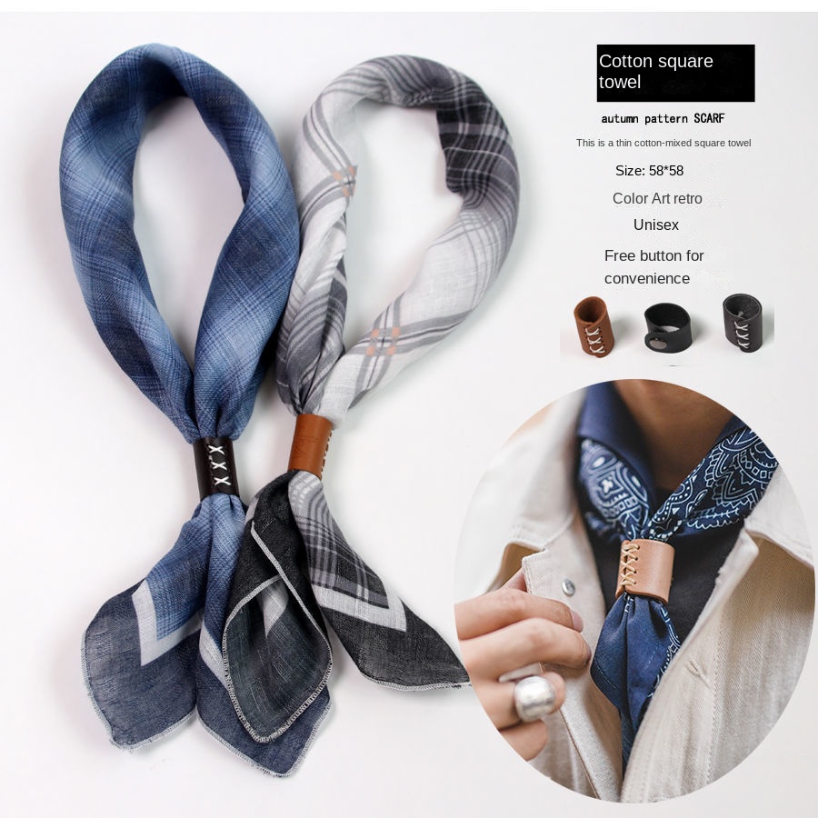 Men's Square Scarf with Button - Bandana Cotton recension och pris