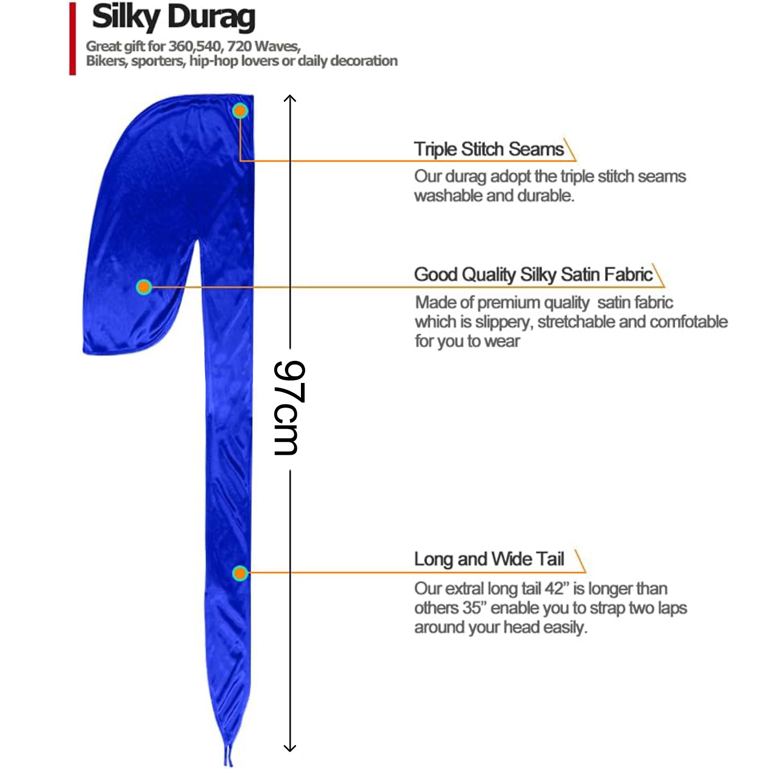 Men Satin Breathable Silky Dur - Bandana Doo Rag recension och pris