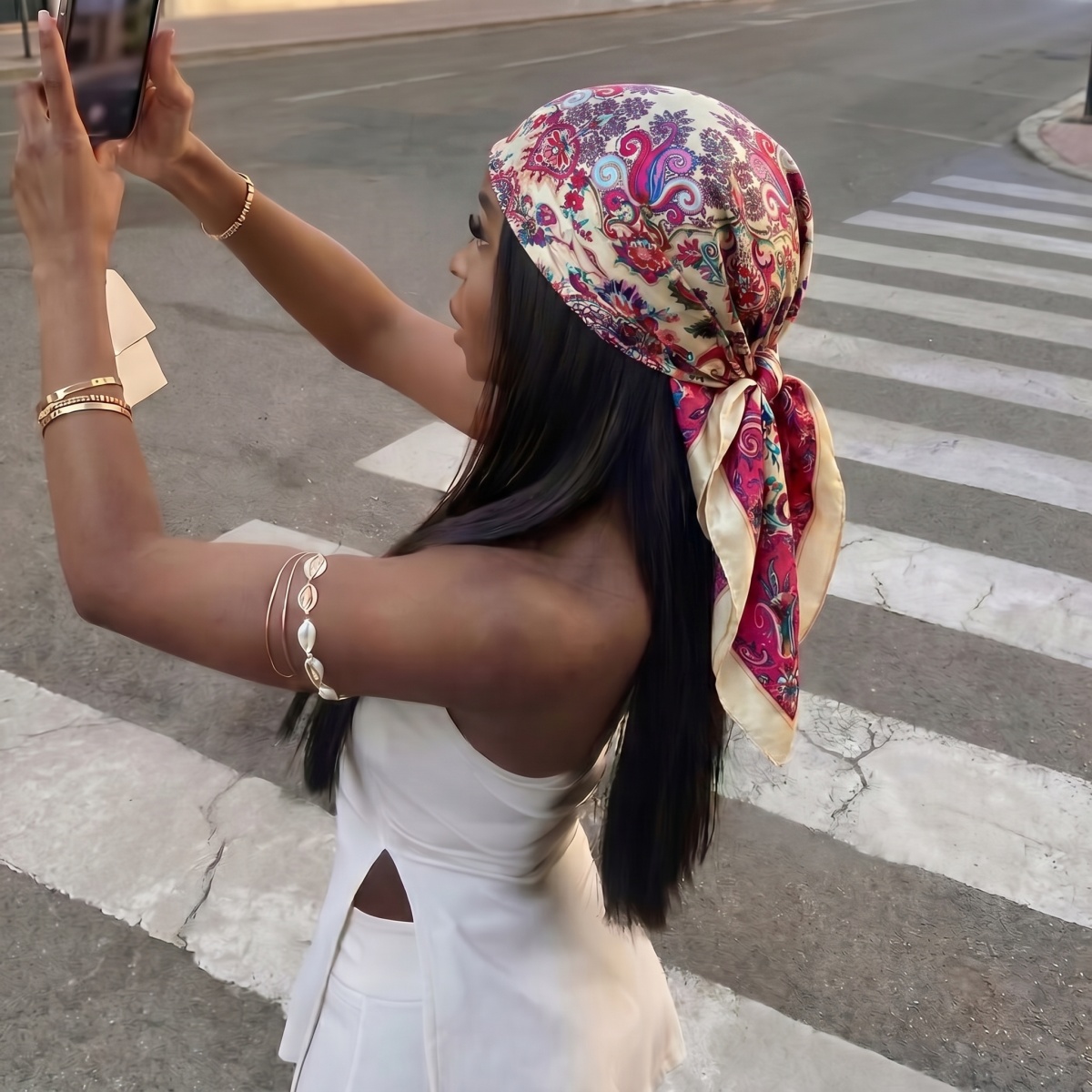 New Silk Shawl Square Scarf fo - Head Wrap Turban recension och pris