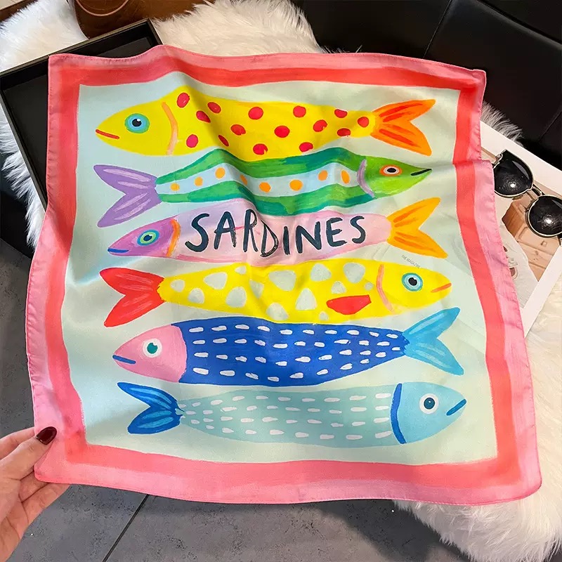Fashion Fish Pattern Square Si - Face Scarf Mask recension och pris