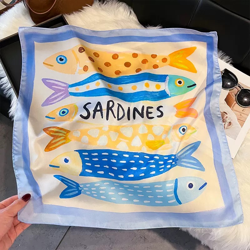 Fashion Fish Pattern Square Si - Face Scarf Mask recension och pris