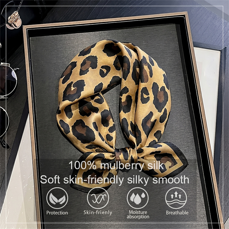100% Silk Square Scarf Leopard - Scarf Silk Square recension och pris